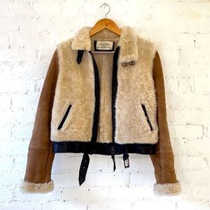 Real lamb and cow leather shearling S/M